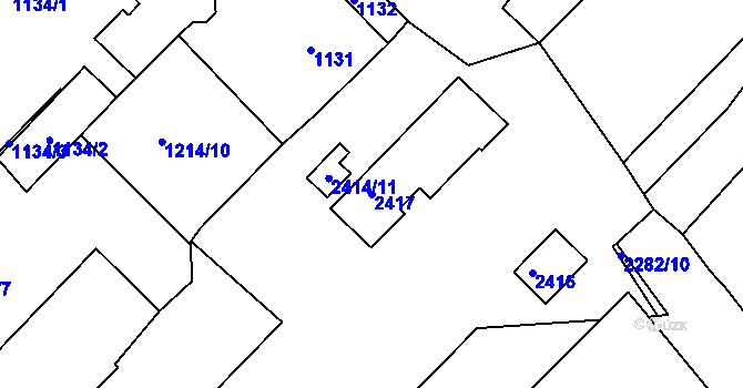 Parcela st. 2417 v KÚ Teplice-Trnovany, Katastrální mapa