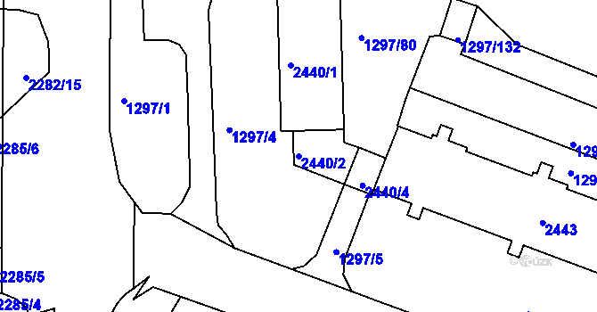 Parcela st. 2440/2 v KÚ Teplice-Trnovany, Katastrální mapa