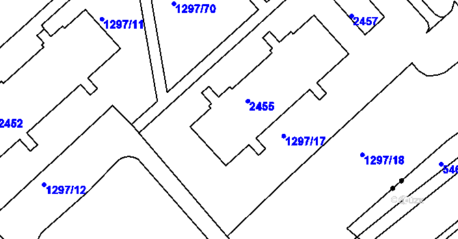 Parcela st. 2455 v KÚ Teplice-Trnovany, Katastrální mapa