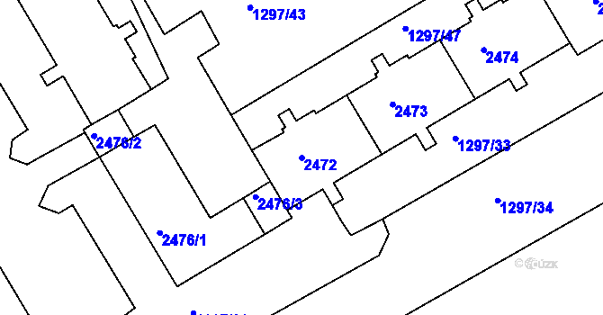 Parcela st. 2472 v KÚ Teplice-Trnovany, Katastrální mapa
