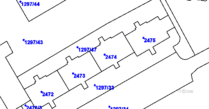 Parcela st. 2474 v KÚ Teplice-Trnovany, Katastrální mapa