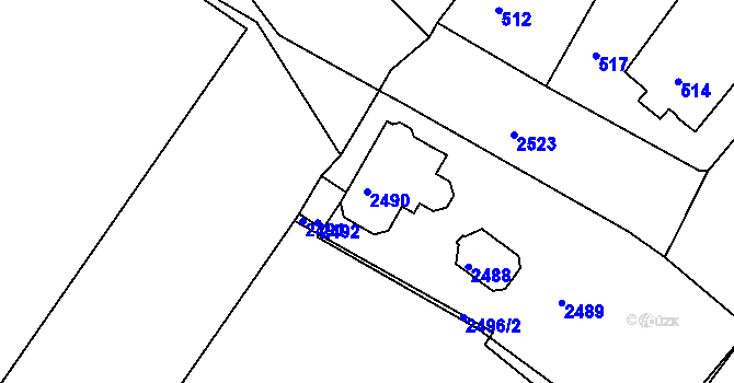 Parcela st. 2490 v KÚ Teplice-Trnovany, Katastrální mapa