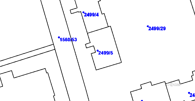 Parcela st. 2499/5 v KÚ Teplice-Trnovany, Katastrální mapa
