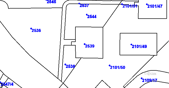 Parcela st. 2539 v KÚ Teplice-Trnovany, Katastrální mapa