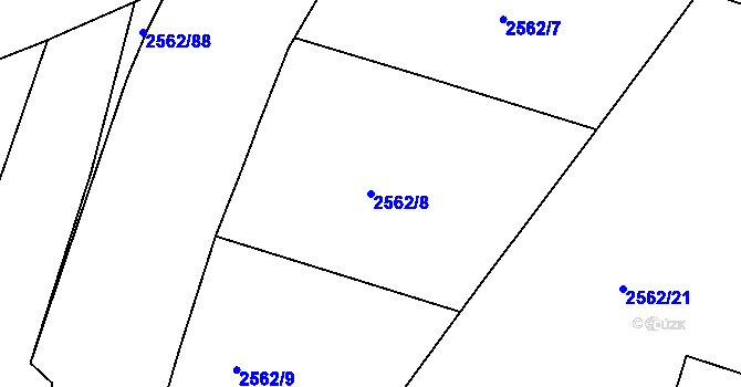 Parcela st. 2562/8 v KÚ Teplice-Trnovany, Katastrální mapa