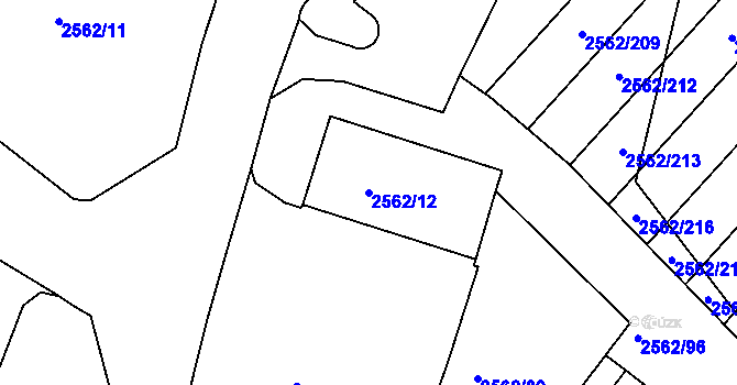 Parcela st. 2562/12 v KÚ Teplice-Trnovany, Katastrální mapa
