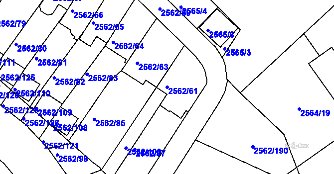 Parcela st. 2562/61 v KÚ Teplice-Trnovany, Katastrální mapa