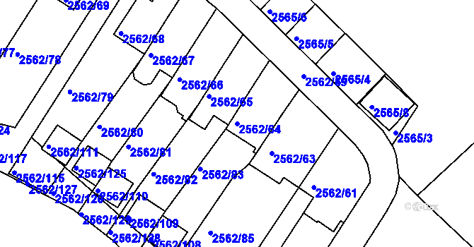 Parcela st. 2562/64 v KÚ Teplice-Trnovany, Katastrální mapa