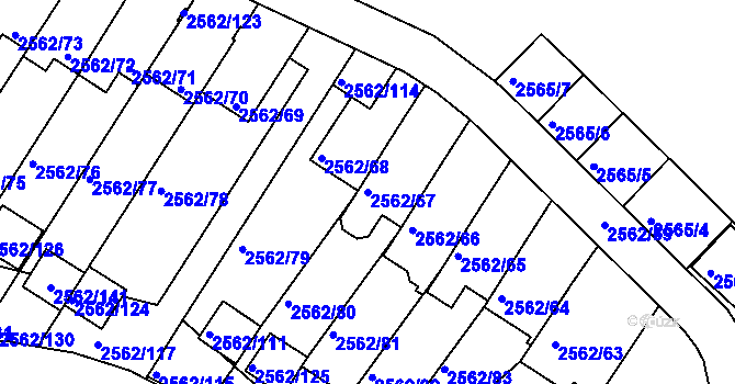 Parcela st. 2562/67 v KÚ Teplice-Trnovany, Katastrální mapa