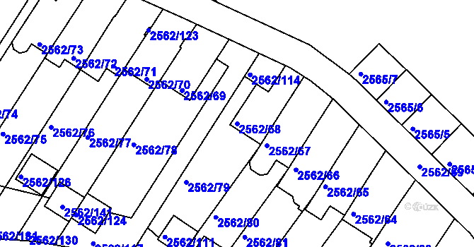 Parcela st. 2562/68 v KÚ Teplice-Trnovany, Katastrální mapa