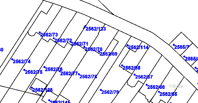 Parcela st. 2562/69 v KÚ Teplice-Trnovany, Katastrální mapa