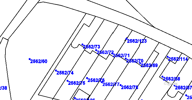 Parcela st. 2562/72 v KÚ Teplice-Trnovany, Katastrální mapa