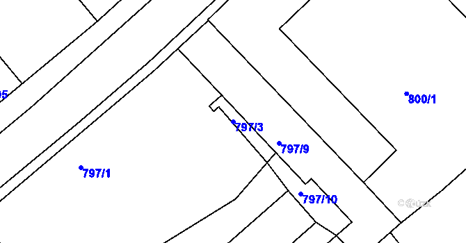 Parcela st. 797/3 v KÚ Teplice-Trnovany, Katastrální mapa