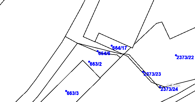 Parcela st. 664/6 v KÚ Teplice-Trnovany, Katastrální mapa