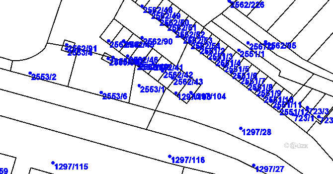 Parcela st. 2562/138 v KÚ Teplice-Trnovany, Katastrální mapa