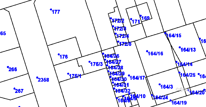 Parcela st. 164/26 v KÚ Teplice-Trnovany, Katastrální mapa