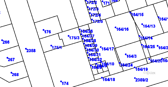Parcela st. 164/29 v KÚ Teplice-Trnovany, Katastrální mapa