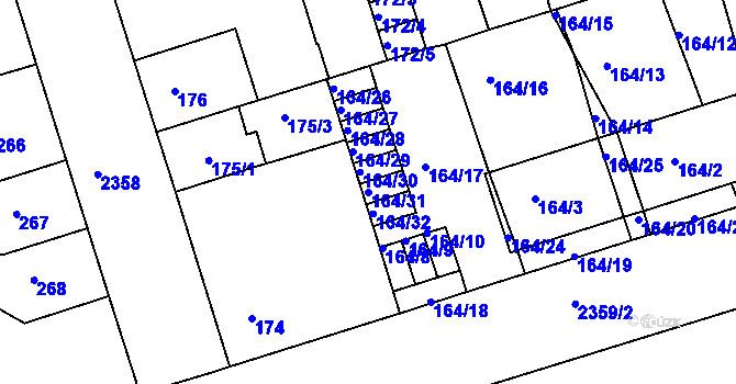 Parcela st. 164/31 v KÚ Teplice-Trnovany, Katastrální mapa