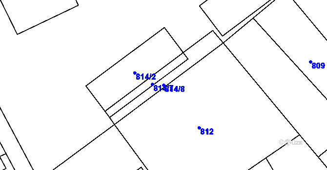 Parcela st. 814/8 v KÚ Teplice-Trnovany, Katastrální mapa