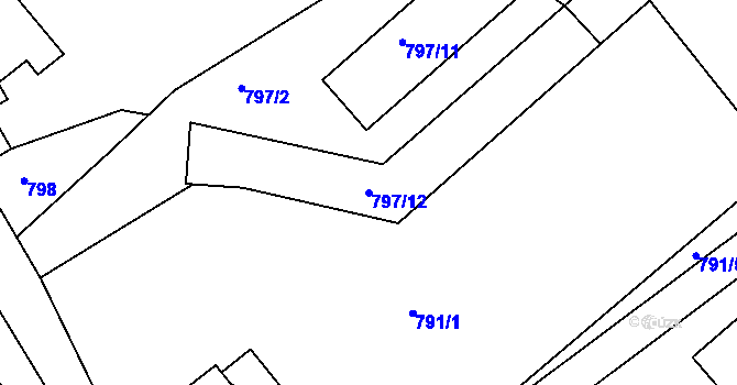 Parcela st. 797/12 v KÚ Teplice-Trnovany, Katastrální mapa