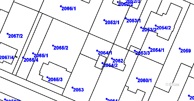 Parcela st. 2064/1 v KÚ Teplice-Trnovany, Katastrální mapa