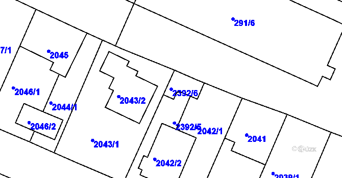 Parcela st. 2392/6 v KÚ Teplice-Trnovany, Katastrální mapa