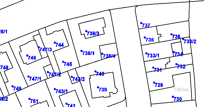 Parcela st. 738/4 v KÚ Teplice-Trnovany, Katastrální mapa