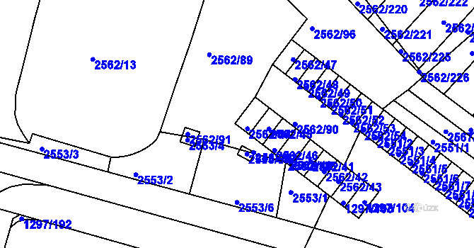 Parcela st. 2562/142 v KÚ Teplice-Trnovany, Katastrální mapa