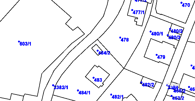 Parcela st. 484/2 v KÚ Teplice-Trnovany, Katastrální mapa
