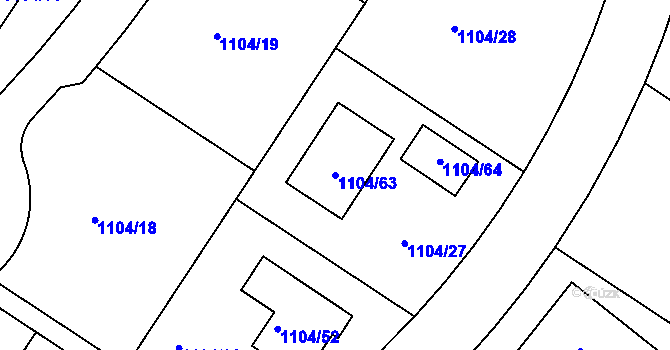 Parcela st. 1104/63 v KÚ Teplice-Trnovany, Katastrální mapa