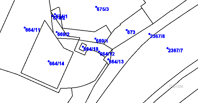 Parcela st. 664/12 v KÚ Teplice-Trnovany, Katastrální mapa