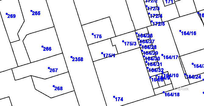 Parcela st. 175/1 v KÚ Teplice-Trnovany, Katastrální mapa