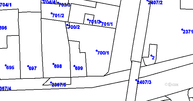 Parcela st. 700/1 v KÚ Teplice-Trnovany, Katastrální mapa