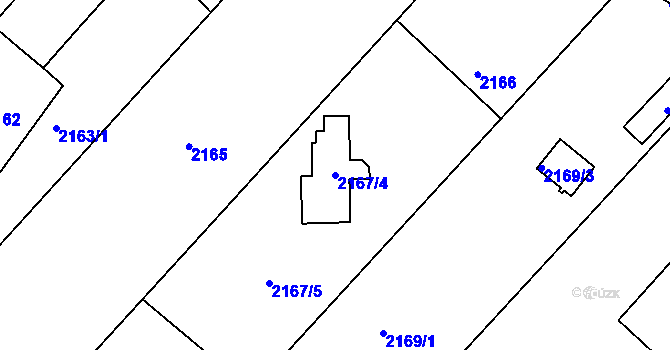 Parcela st. 2167/4 v KÚ Teplice-Trnovany, Katastrální mapa