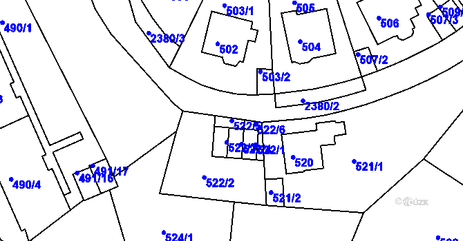 Parcela st. 522/5 v KÚ Teplice-Trnovany, Katastrální mapa