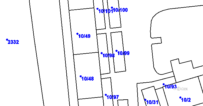 Parcela st. 10/98 v KÚ Teplice-Trnovany, Katastrální mapa