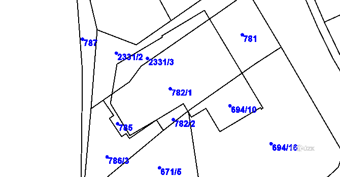 Parcela st. 782/1 v KÚ Teplice-Trnovany, Katastrální mapa