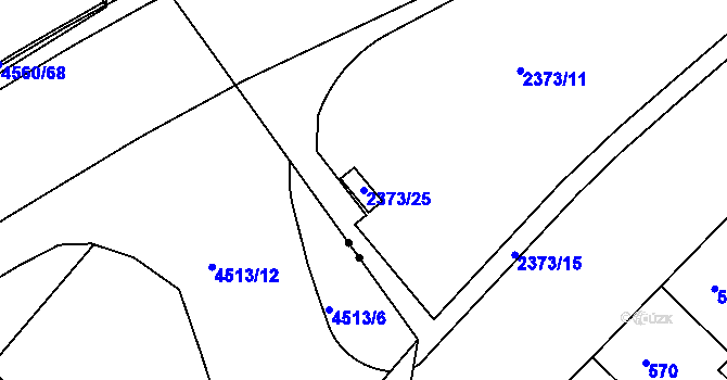 Parcela st. 2373/25 v KÚ Teplice-Trnovany, Katastrální mapa