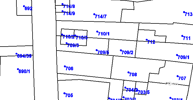 Parcela st. 709/5 v KÚ Teplice-Trnovany, Katastrální mapa