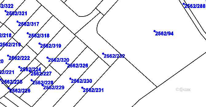 Parcela st. 2562/232 v KÚ Teplice-Trnovany, Katastrální mapa