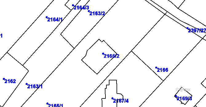 Parcela st. 2165/2 v KÚ Teplice-Trnovany, Katastrální mapa