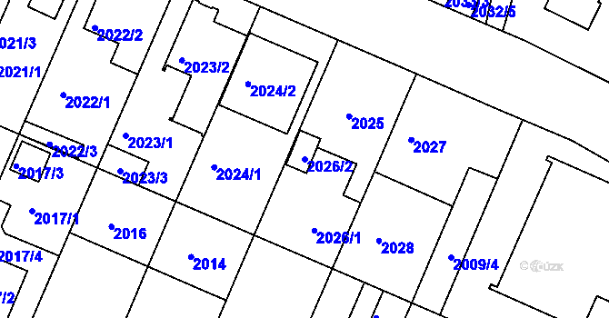 Parcela st. 2026/2 v KÚ Teplice-Trnovany, Katastrální mapa