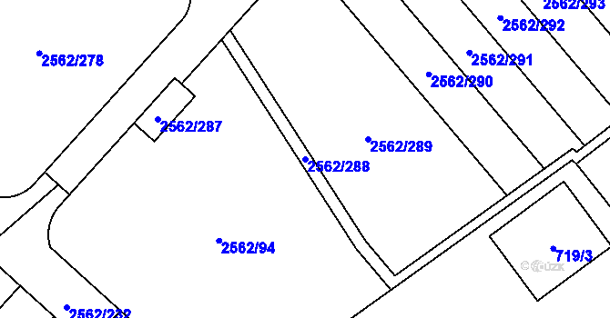 Parcela st. 2562/288 v KÚ Teplice-Trnovany, Katastrální mapa