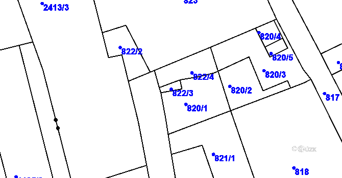 Parcela st. 822/3 v KÚ Teplice-Trnovany, Katastrální mapa