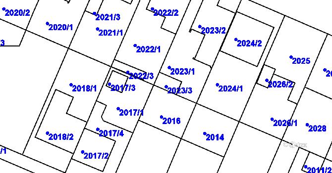 Parcela st. 2023/3 v KÚ Teplice-Trnovany, Katastrální mapa