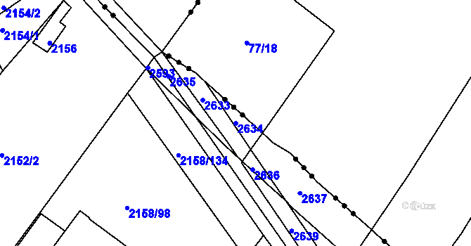 Parcela st. 2634 v KÚ Teplice-Trnovany, Katastrální mapa