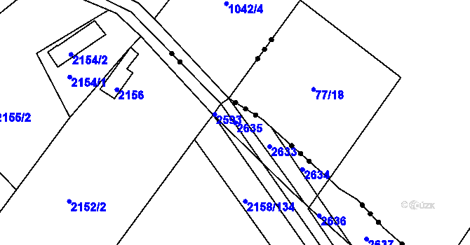Parcela st. 2635 v KÚ Teplice-Trnovany, Katastrální mapa