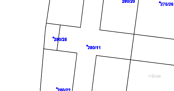 Parcela st. 280/11 v KÚ Teplice nad Bečvou, Katastrální mapa