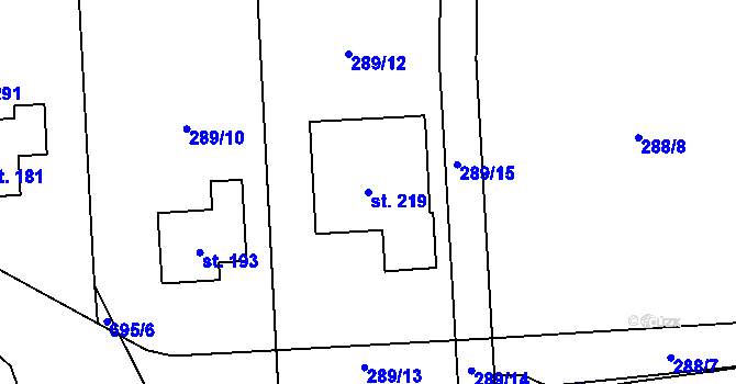 Parcela st. 219 v KÚ Teplice nad Bečvou, Katastrální mapa