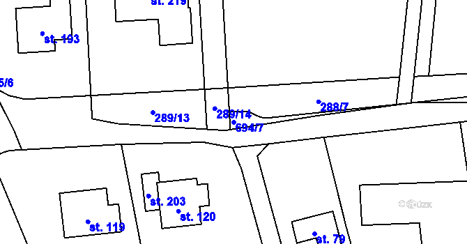 Parcela st. 694/7 v KÚ Teplice nad Bečvou, Katastrální mapa